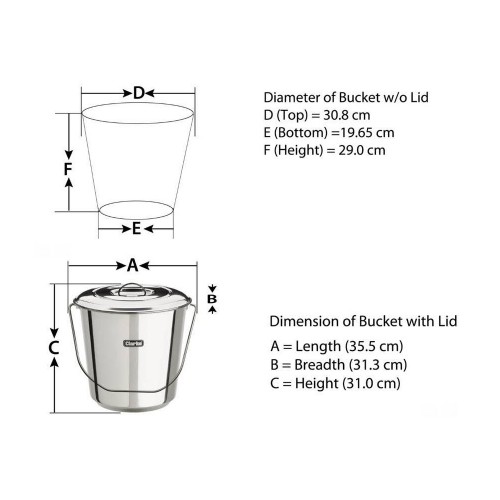 CHT849 16ltr Stainless Steel Bucket With Lid