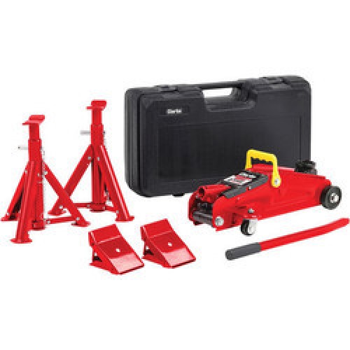 CGLK1 5-Piece 2 Tonne Trolley Jack, Chock And Axle Stand Set